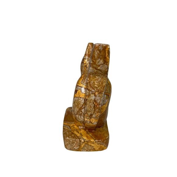 Hand-Carved Soapstone Squirrel Eating Nut Figurine Gold Brown - Picture 4 of 10